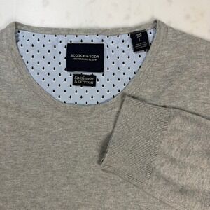 Scotch & Soda Amsterdams Blauw Mens Gray Cashmere Cotton Crewneck Sweater Large